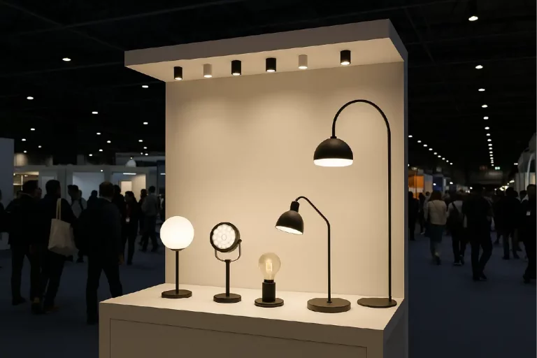 different ttypes of lights in a busy expo centre